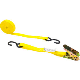 Ratchet Strap with S-Hooks Utility, 1" x 20', Yellow
