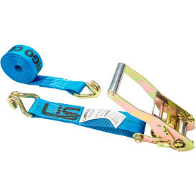 Ratchet Strap with Wire, Double J Hooks, 2" x 12', Blue