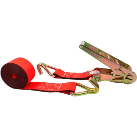 Ratchet Strap with Wire Hooks, 3" x 20', Red