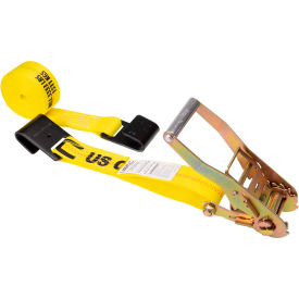 Ratchet Strap with Flat Hooks, 2" x 50', Yellow