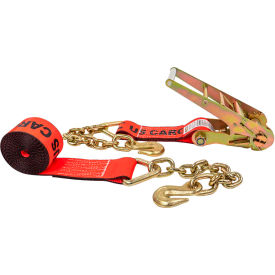 Ratchet Strap with Chain Extensions, 3" x 30', Red