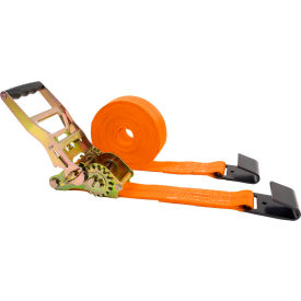 Gear-Driving Reverse-Action Ratchet Strap with Flat Hooks, 2'' x 30', Orange