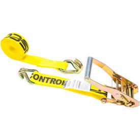 Ratchet Strap with Wire, Double J Hooks, 2" x 24', Yellow