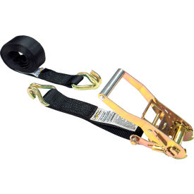 Ratchet Strap with Wire, Double J Hooks, 2" x 27', Black