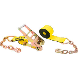 Ratchet Strap with 18" Chain Extensions, 4" x 30', Yellow