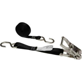 Ratchet Strap w/ Stainless Steel Ratchet & S-Hooks, 1" x 10', Black