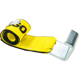 Roll Off Container Strap with Flat Container Hook, 4" x 5', Yellow