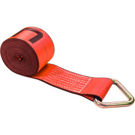 Winch Strap with D-Ring, 4" x 27', Red