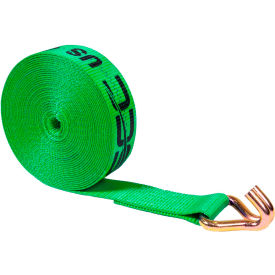 Winch Strap with Wire Hook, 2" x 20', Green