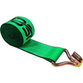 Winch Strap with Wire Hook, 4" x 30', Green