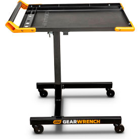Adjustable Height Mobile Work Table, 30"W x 20"D x 48"H, Orange/Black