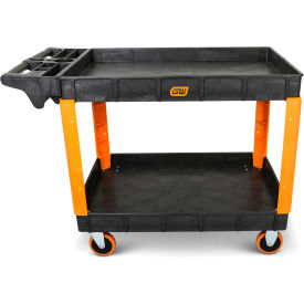 2 Shelf Heavy Duty Utility Cart, 47"W x 26"D x 34"H, Black