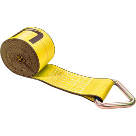 Winch Strap with D-Ring, 4" x 27', Yellow