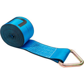 Winch Strap with D-Ring, 4" x 30', Blue