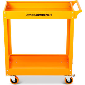 2 Shelf Steel Automotive Utility Cart, 36"W x 16"D x 33"H, Orange