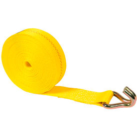 Winch Strap with Wire Hooks, 2" x 20', Yellow