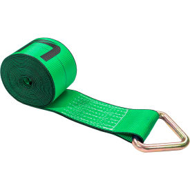 Winch Strap with D-Ringx, 4" x 27', Green