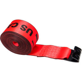 Winch Strap with Flat Hook, 4" x 60', Red