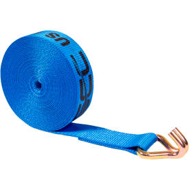 Winch Strap with Wire Hook, 2" x 20', Blue