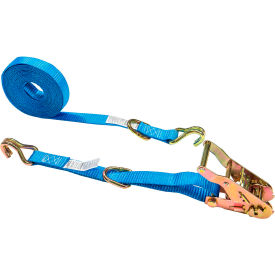 Ratchet Strap with D-Ring & J-Hook, 1" x 15', Blue