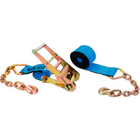 Ratchet Strap with 18" Chain Extensions, 4'' x 40', Blue