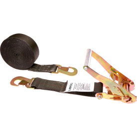 Car Tie Down Ratchet Strap with Flat Snap Hooks, 2'' x 12, Black