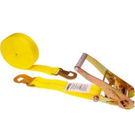 Car Tie Down Ratchet Strap with Flat Snap Hooks, 2" x 12', Yellow