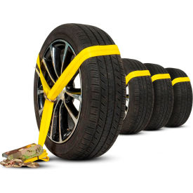 Side Mount Wheel Net with Ratchet & Chain Extension, Yellow