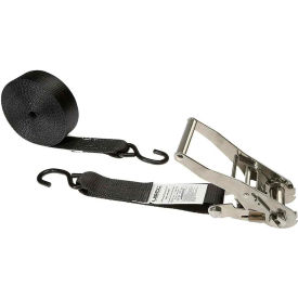Stainless Steel Ratchet Strap with Vinyl Coated S-Hooks, 2'' x 10', Black