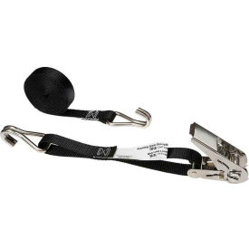 Stainless Steel Thumb Ratchet Strap w/ Wire Hooks, 1" x 10', Black