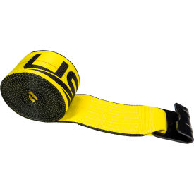 Winch Strap with Flat Hook, 4" x 27', Yellow