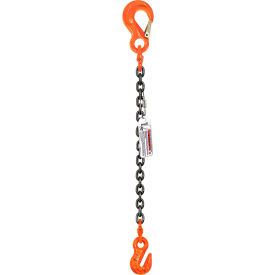 Single Leg Chain Sling with Sling Hook & Grab Hook, 9/32" x 3', Grade 100