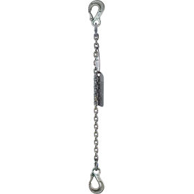 Single Leg Chain Sling, Sling Hooks Both Ends, 1/2" x 10', 9300 lb. Sling Cap., 90-Degrees, G63
