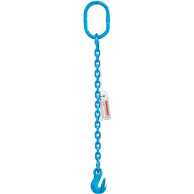 Single Leg Chain Sling, Grab Hook, 1/2" x 10', 17900 lb Sling Capacity, 90-Degrees Angle, G120