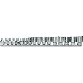 Set of 17 3/8" Drive 6-Point Hand Sockets, Metric 6mm-22mm