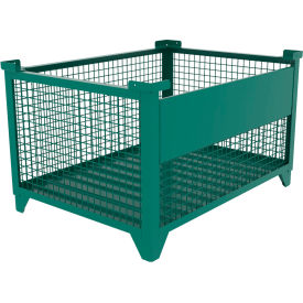 Bulk Wire Mesh Container w/ Drop Gate, 49-1/2"L x 36-1/2"W x 29-1/2"H, Teal