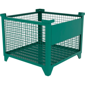 Bulk Wire Mesh Container w/ Drop Gate, 36-1/2"L x 36-1/2"W x 29-1/2"H, Teal