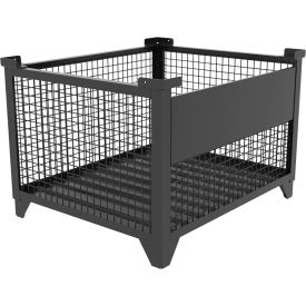 Bulk Wire Mesh Container w/ Drop Gate, 43-1/2"L x 36-1/2"W x 29-1/2"H, Black