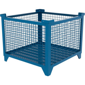 Bulk Wire Mesh Container, 36-1/2"L x 36-1/2"W x 29-1/2"H, Blue