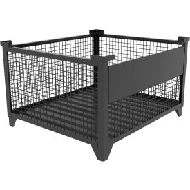 Bulk Wire Mesh Container w/ Drop Gate, 49-1/2"L x 43-1/2"W x 29-1/2"H, Black