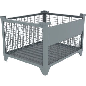 Bulk Wire Mesh Container w/ Drop Gate, 43-1/2"L x 36-1/2"W x 29-1/2"H, Gray