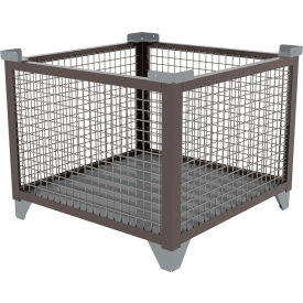 Bulk Wire Mesh Container, 36-1/2"L x 36-1/2"W x 29-1/2"H, Silver
