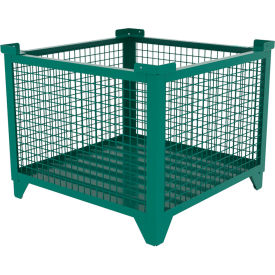 Bulk Wire Mesh Container, 36-1/2"L x 36-1/2"W x 29-1/2"H, Teal