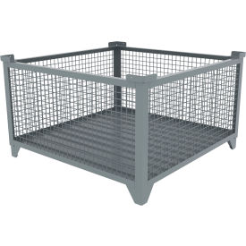 Bulk Wire Mesh Container, 49-1/2"L x 49-1/2"W x 29-1/2"H, Gray