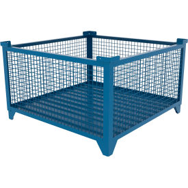Bulk Wire Mesh Container, 49-1/2"L x 49-1/2"W x 29-1/2"H, Blue