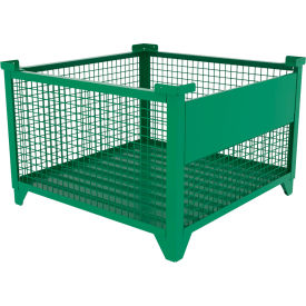 Bulk Wire Mesh Container w/ Drop Gate, 43-1/2"L x 43-1/2"W x 29-1/2"H, Green