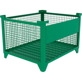 Bulk Wire Mesh Container w/ Drop Gate, 43-1/2"L x 36-1/2"W x 29-1/2"H, Green