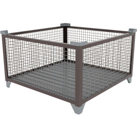 Bulk Wire Mesh Container, 49-1/2"L x 49-1/2"W x 29-1/2"H, Silver