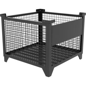 Bulk Wire Mesh Container w/ Drop Gate, 36-1/2"L x 36-1/2"W x 29-1/2"H, Black