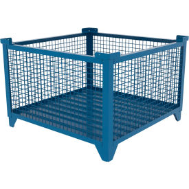 Bulk Wire Mesh Container, 43-1/2"L x 43-1/2"W x 29-1/2"H, Blue